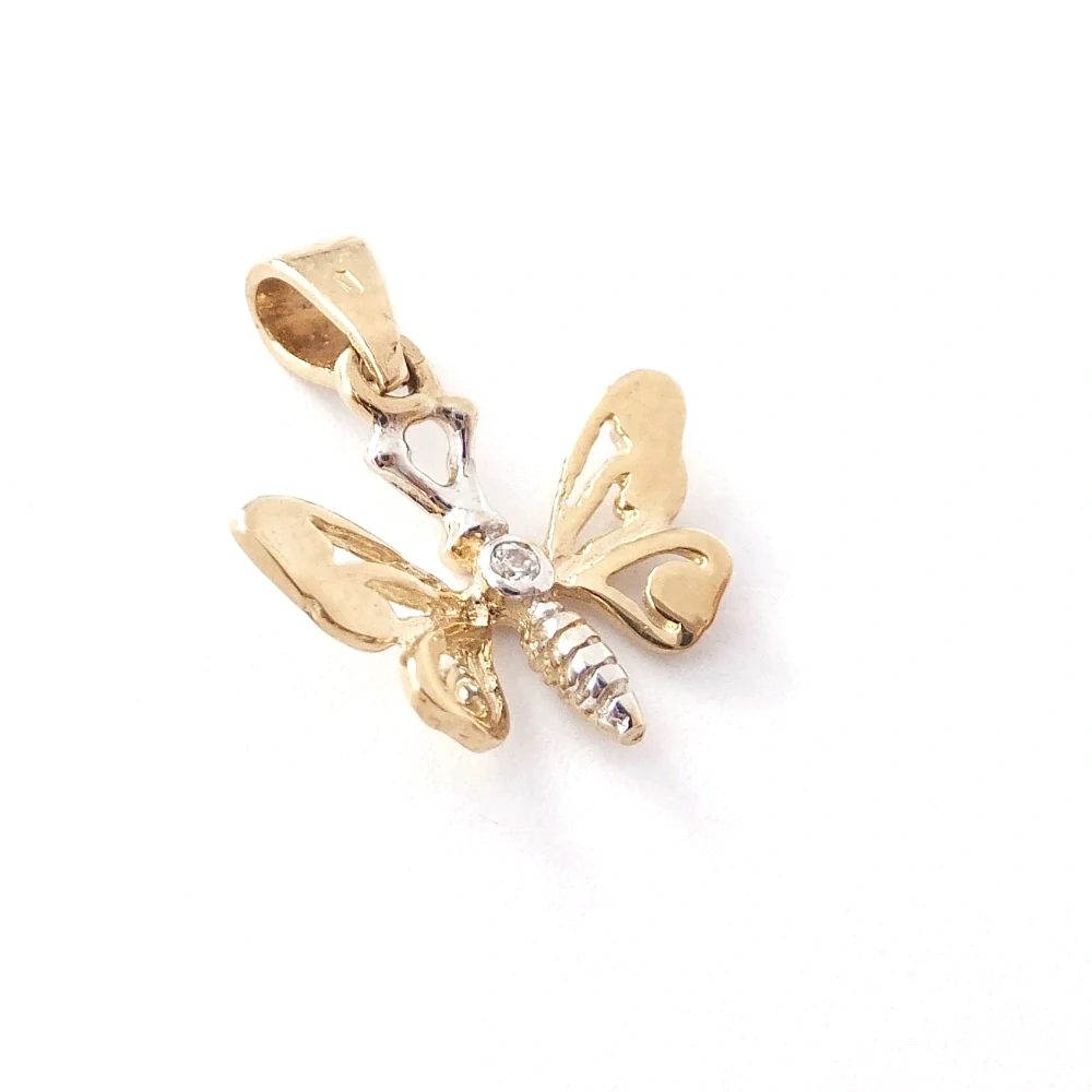 Zlatý přívěsek motýl, Au 14K 585/1000, váha 1,18 g, použité zlato