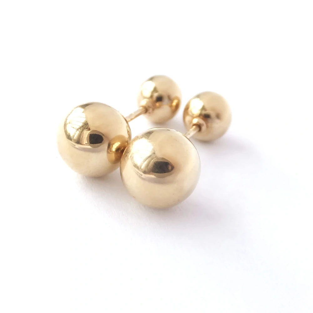 Zlaté lesklé náušnice, Au 14K 585/1000, váha 3,31 g