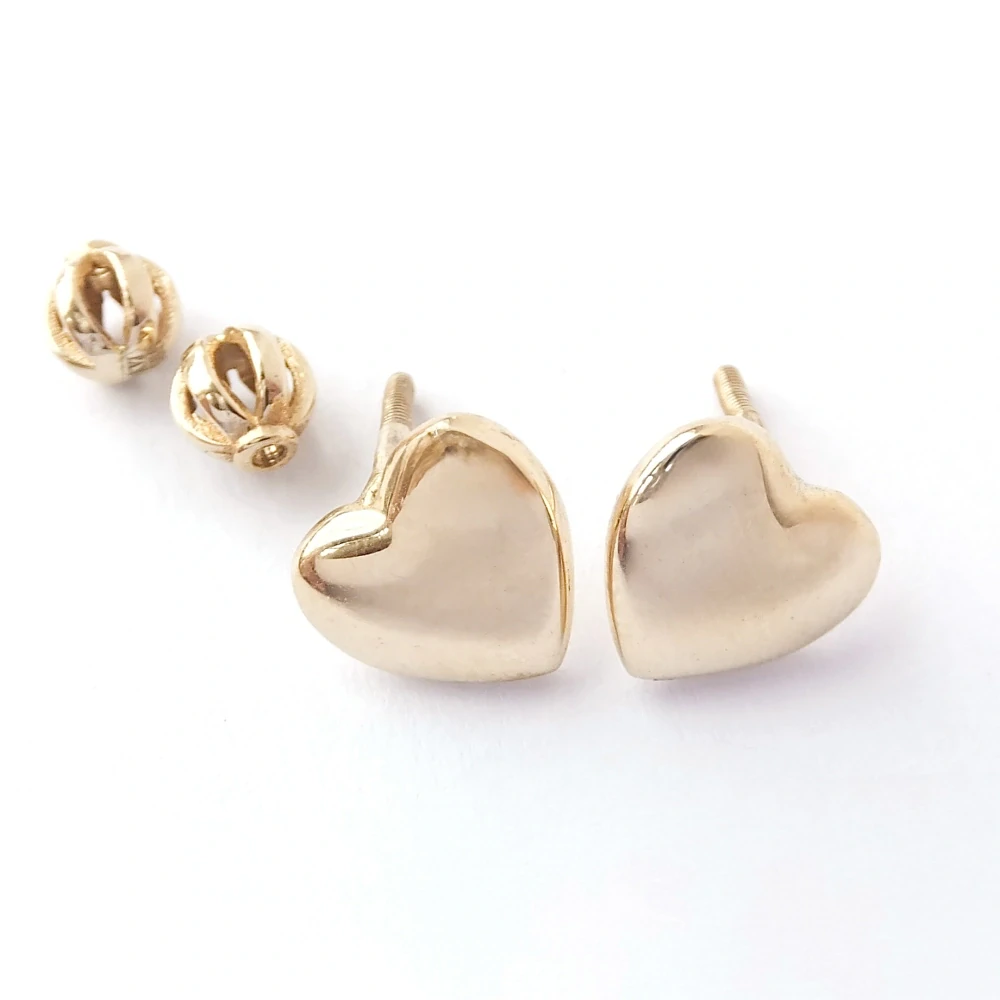 Zlaté lesklé náušnice, Au 14K 585/1000, váha 2,37 g