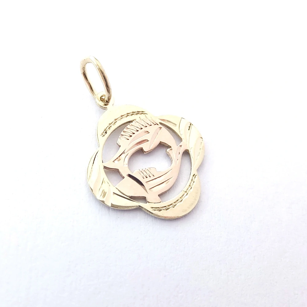 Zlatý přívěsek znamení Ryby, Au 14K 585/1000, váha 0,63 g, použité zlato