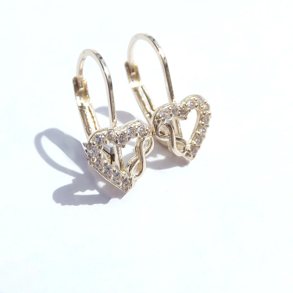 Zlaté náušnice srdíčka, Au 14K 585/1000, váha 1,48 g