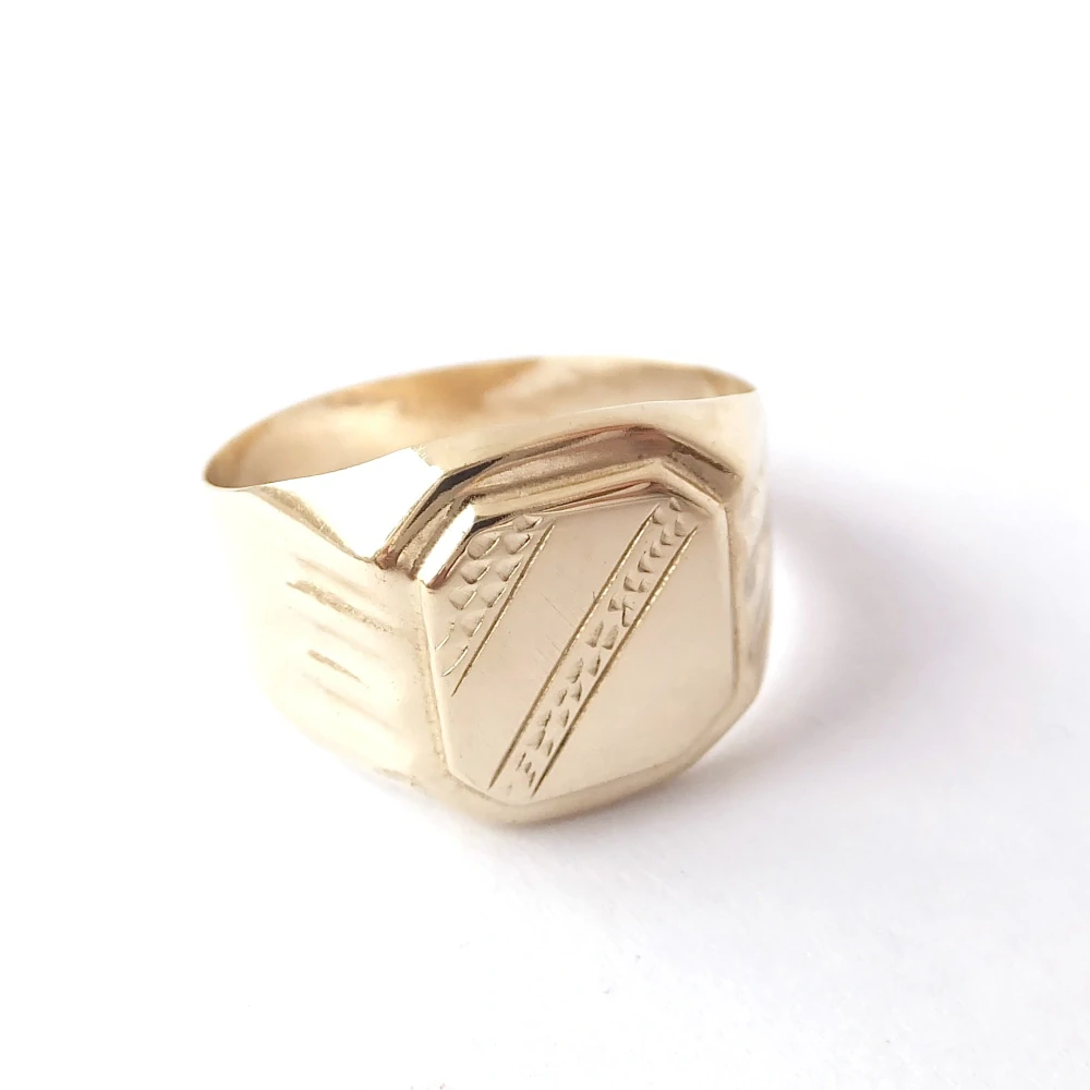 Zlatý pánský prsten, Au 14K 585/1000, váha 2,93 g, použité zlato