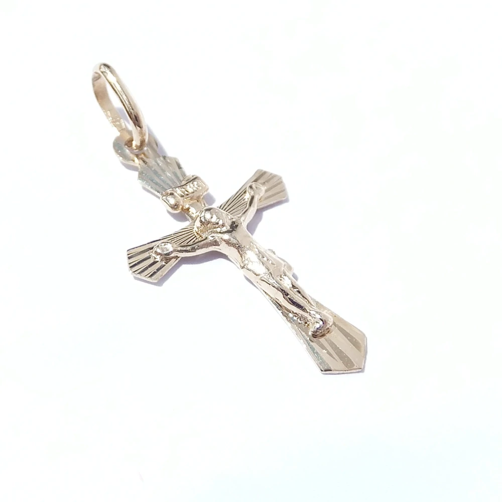 Zlatý přívěsek kříž, Au 14K 585/1000, váha 0,49 g