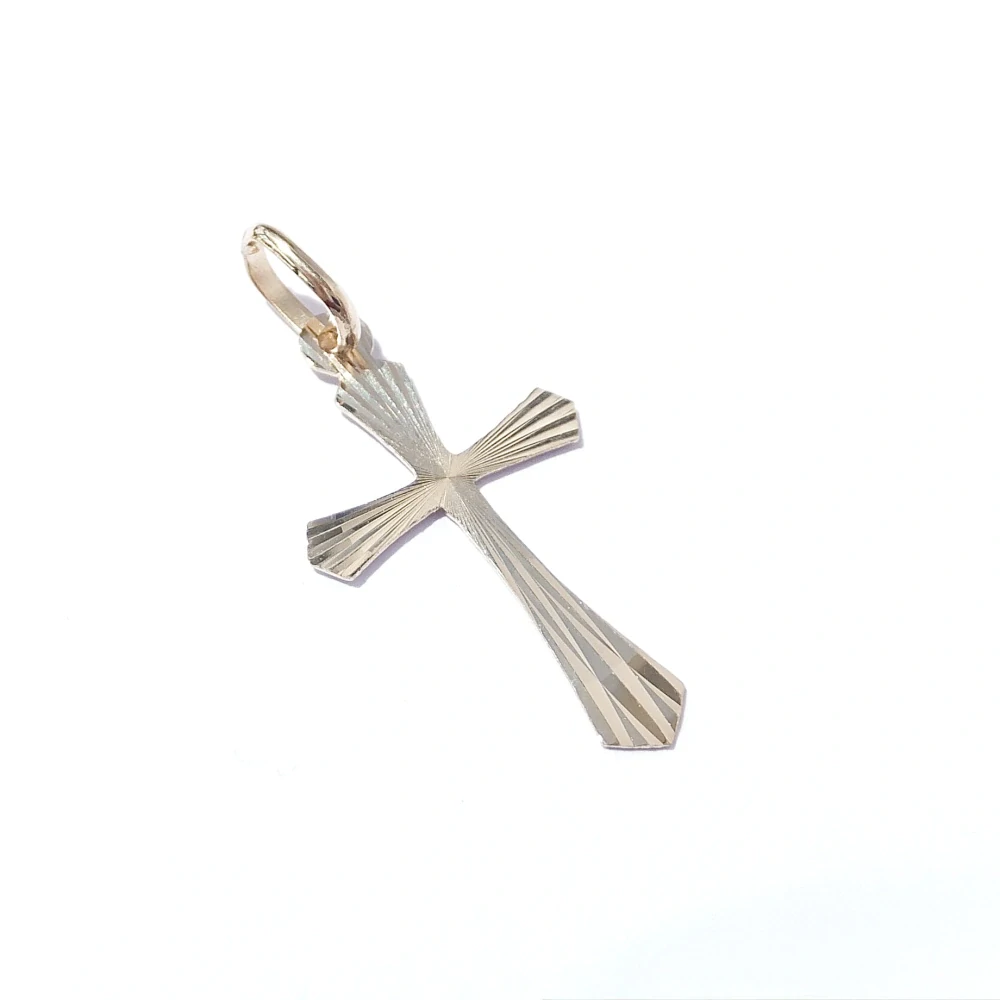 Zlatý přívěsek kříž, Au 14K 585/1000, váha 0,39 g