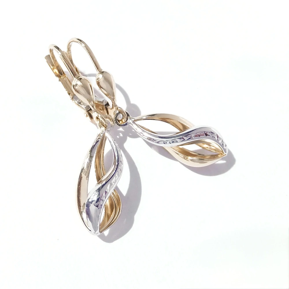 Zlaté visací náušnice, Au 14K 585/1000, váha 1,52 g