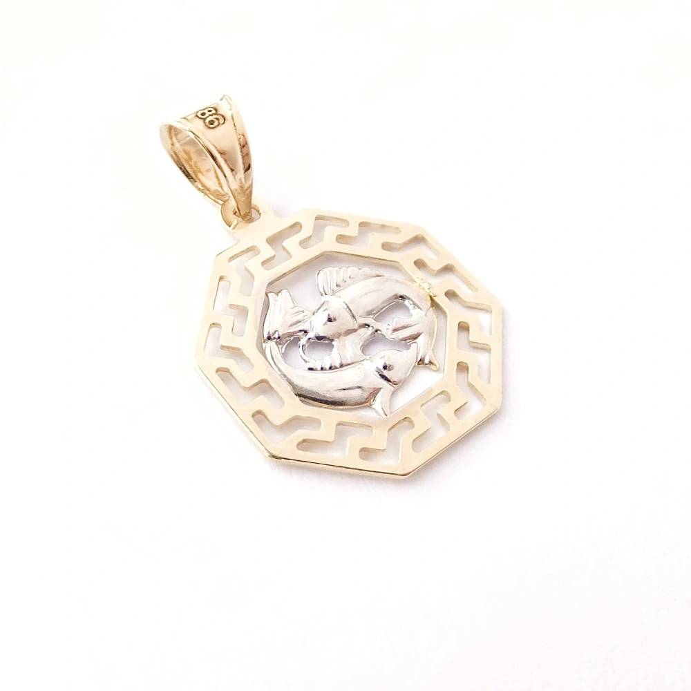 Zlatý přívěsek znamení Ryby, Au 14K 585/1000, váha 0,86 g