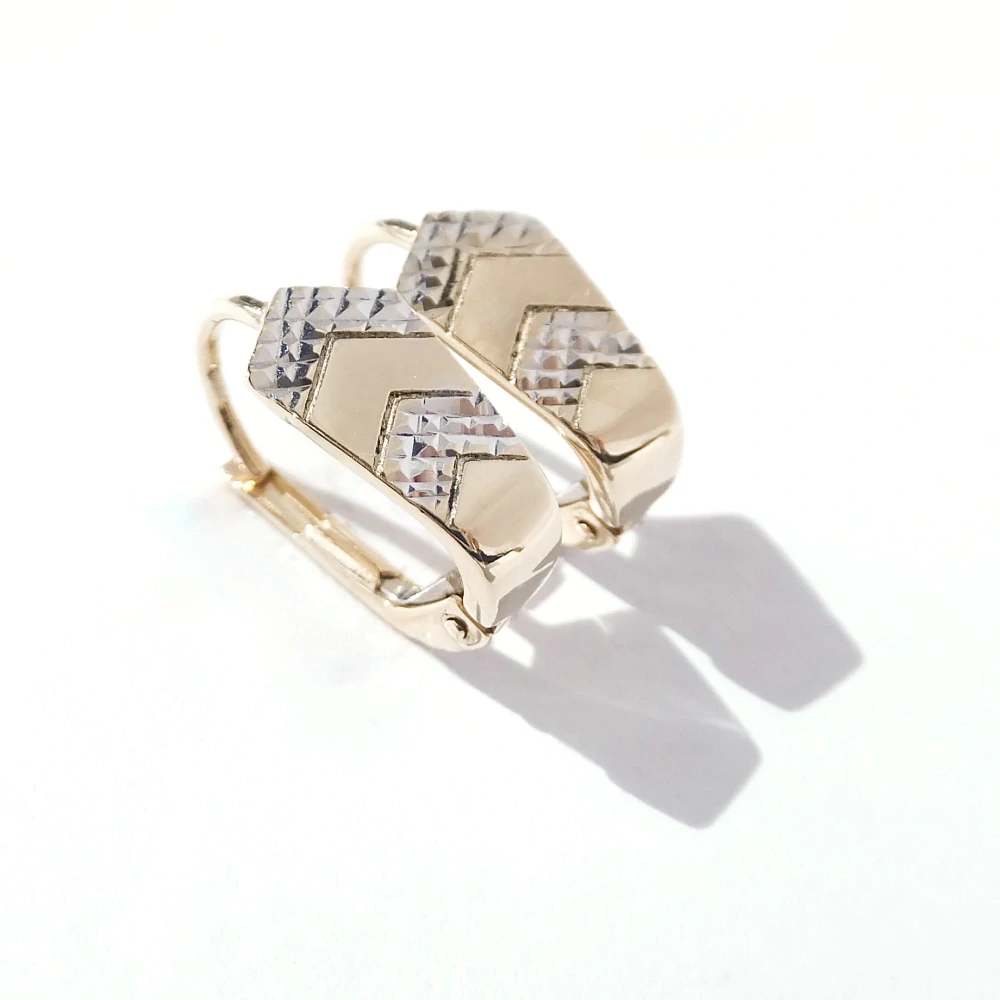 Zlaté náušnice, Au 14K 585/1000, váha 2,17 g, použité zlato