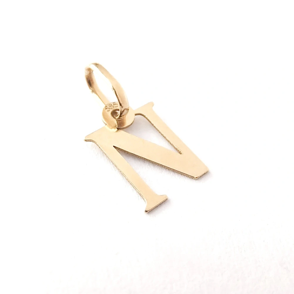 Zlatý přívěsek písmeno N, Au 14K 585/1000, váha 0,23 g