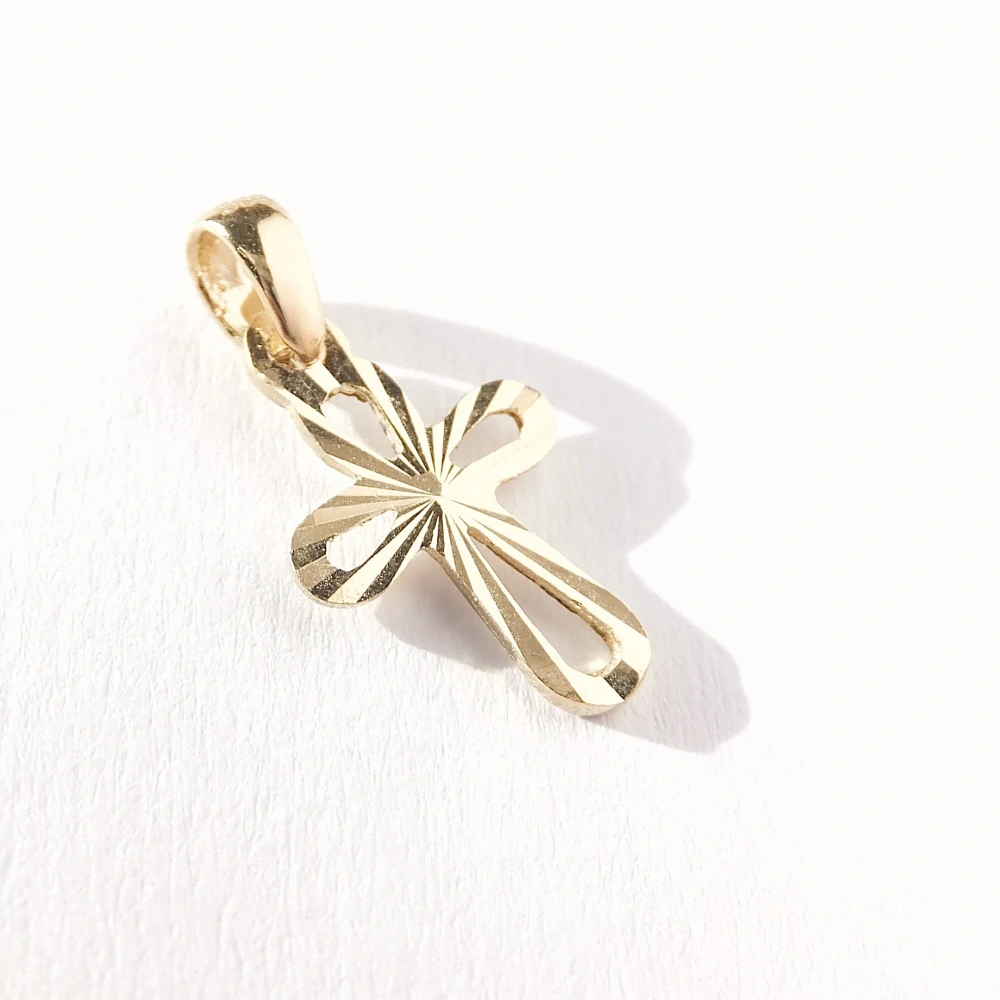 Zlatý přívěsek kříž, Au 14K 585/1000, váha 0,48 g