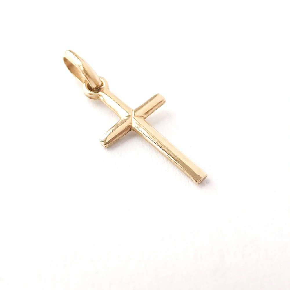 Zlatý přívěsek kříž, Au 14K 585/1000, váha 0,35 g