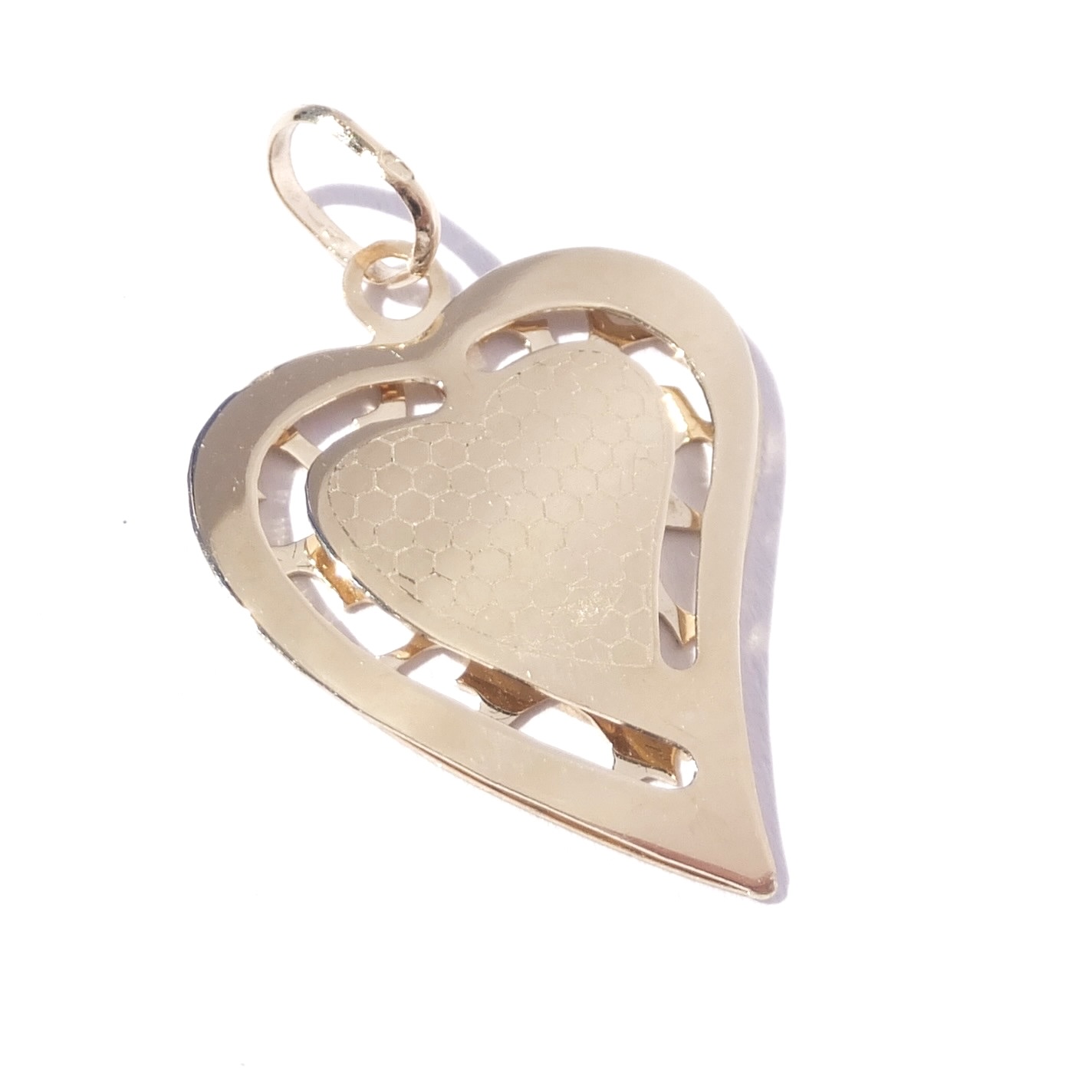 Zlatý přívěsek srdce s Madonkou, Au 14K 585/1000, váha 1,18 g