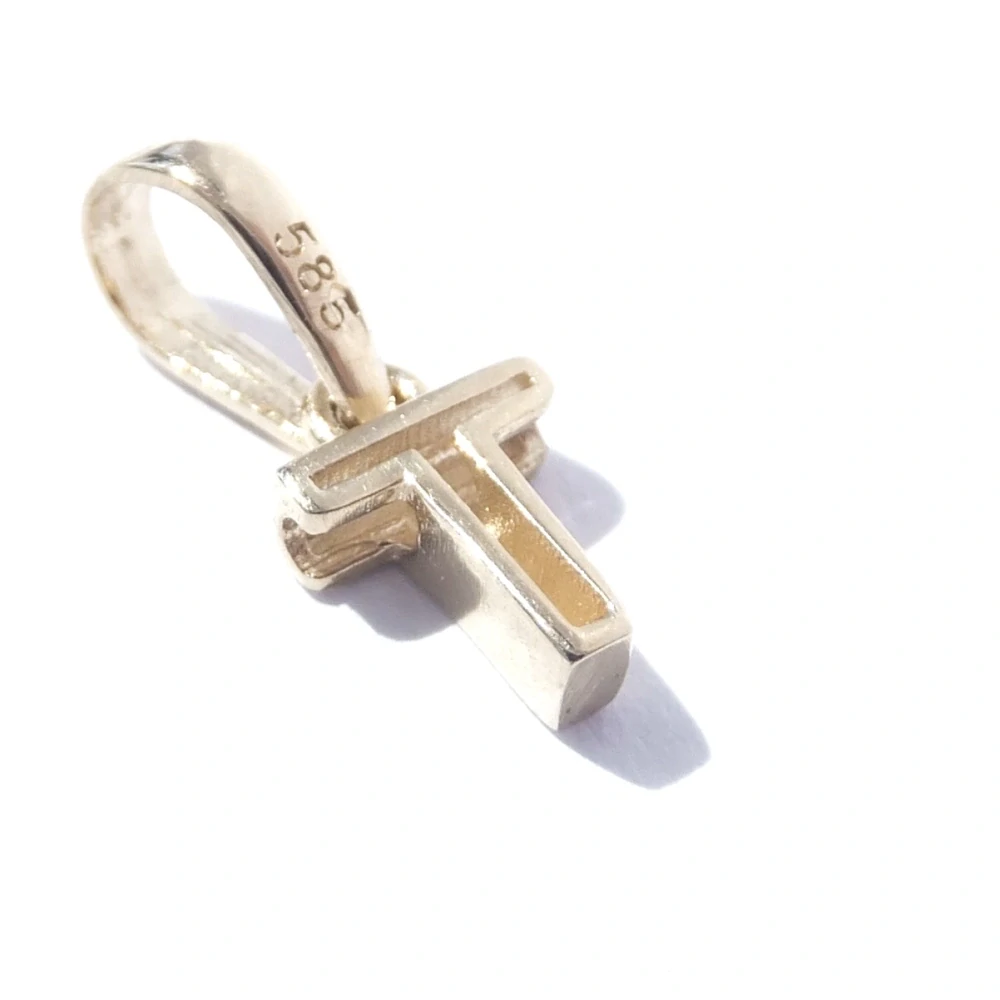 Zlatý přívěsek písmeno T, Au 14K 585/1000, váha 0,45 g