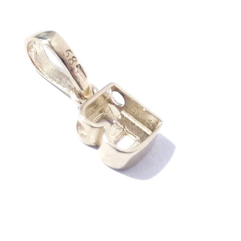 Zlatý přívěsek písmeno B, Au 14K 585/1000, váha 0,50 g