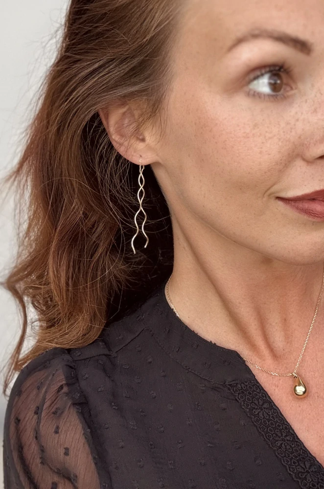 Zlaté visací náušnice, Au 14K 585/1000, váha 2,40 g