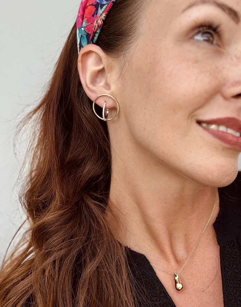 Zlaté náušnice, Au 14K 585/1000, váha 5,65 g