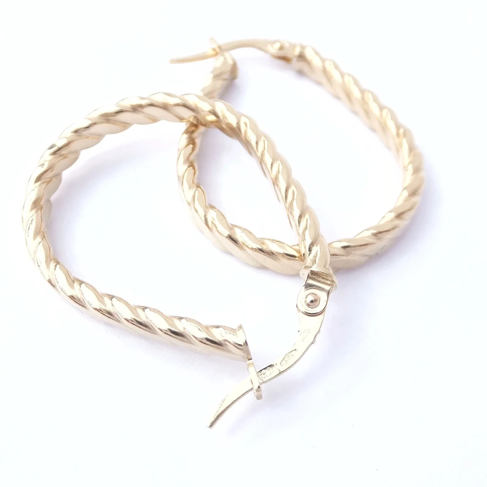 Zlaté lesklé náušnice, Au 14K 585/1000, váha 2,48 g