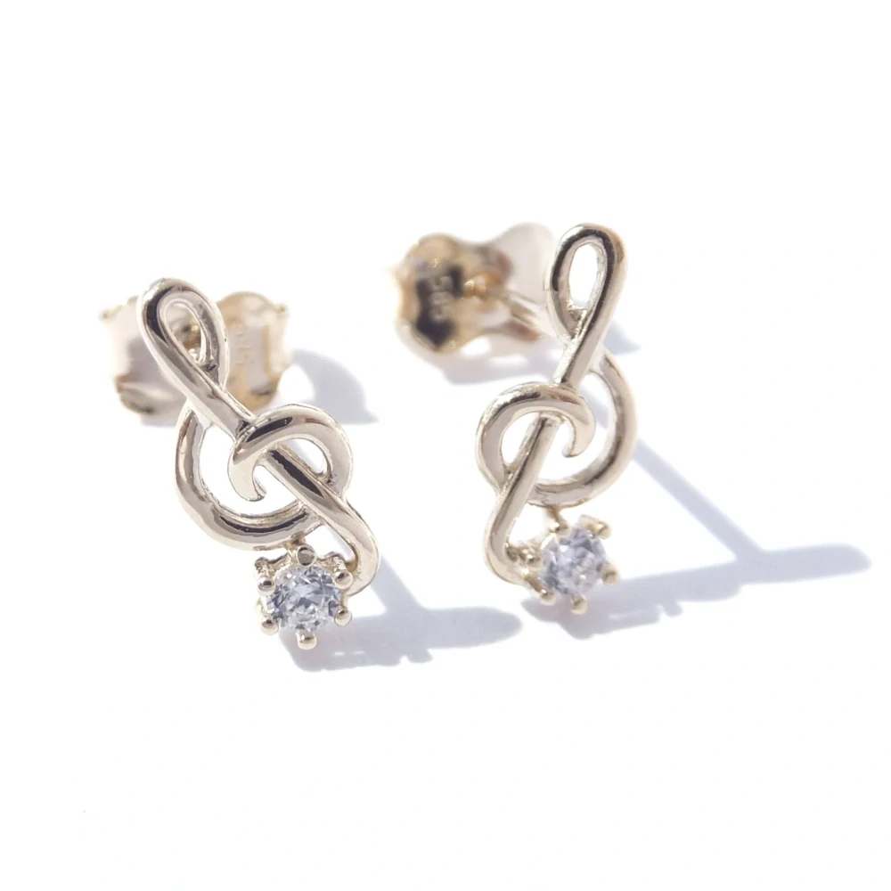 Zlaté náušnice houslové klíče, Au 14K 585/1000, váha 2x 0,43 g