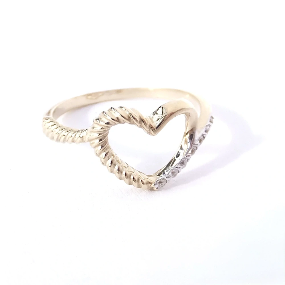 Zlatý prsten srdce, Au 14K 585/1000, váha 1,76 g