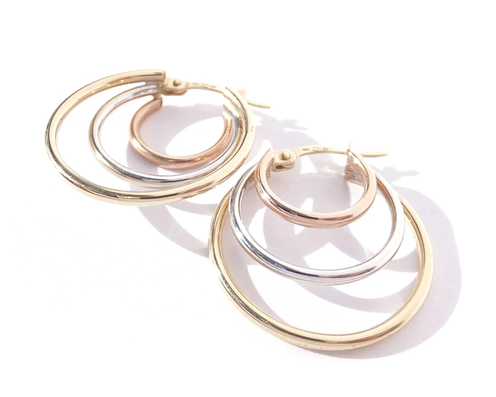 Zlaté náušnice, Au 14K 585/1000, váha 2,30 g