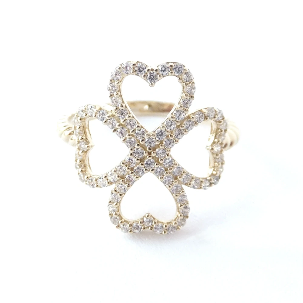 Zlatý prsten čtyřlístek, Au 14K 585/1000, váha 2,80 g