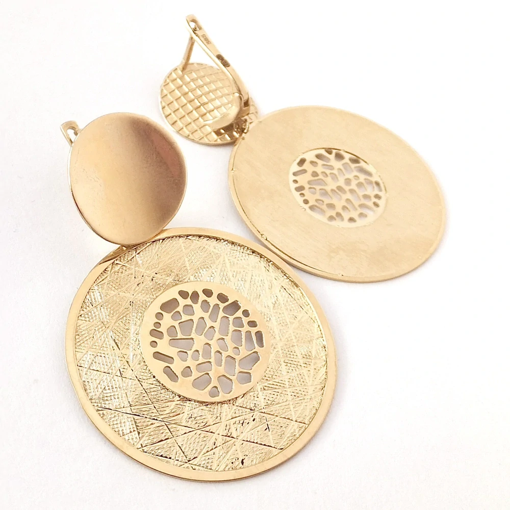 Zlaté visací náušnice, Au 14K 585/1000, váha 8,24 g