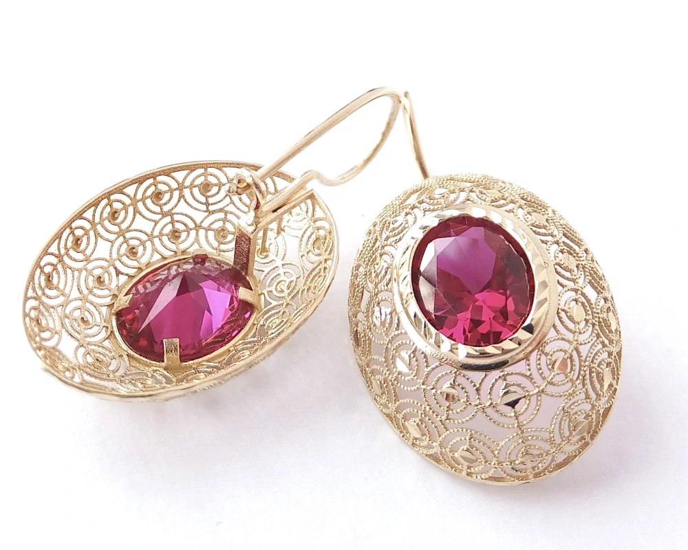 Zlaté visací náušnice, Au 14K 585/1000, váha 5,65 g, použité zlato 