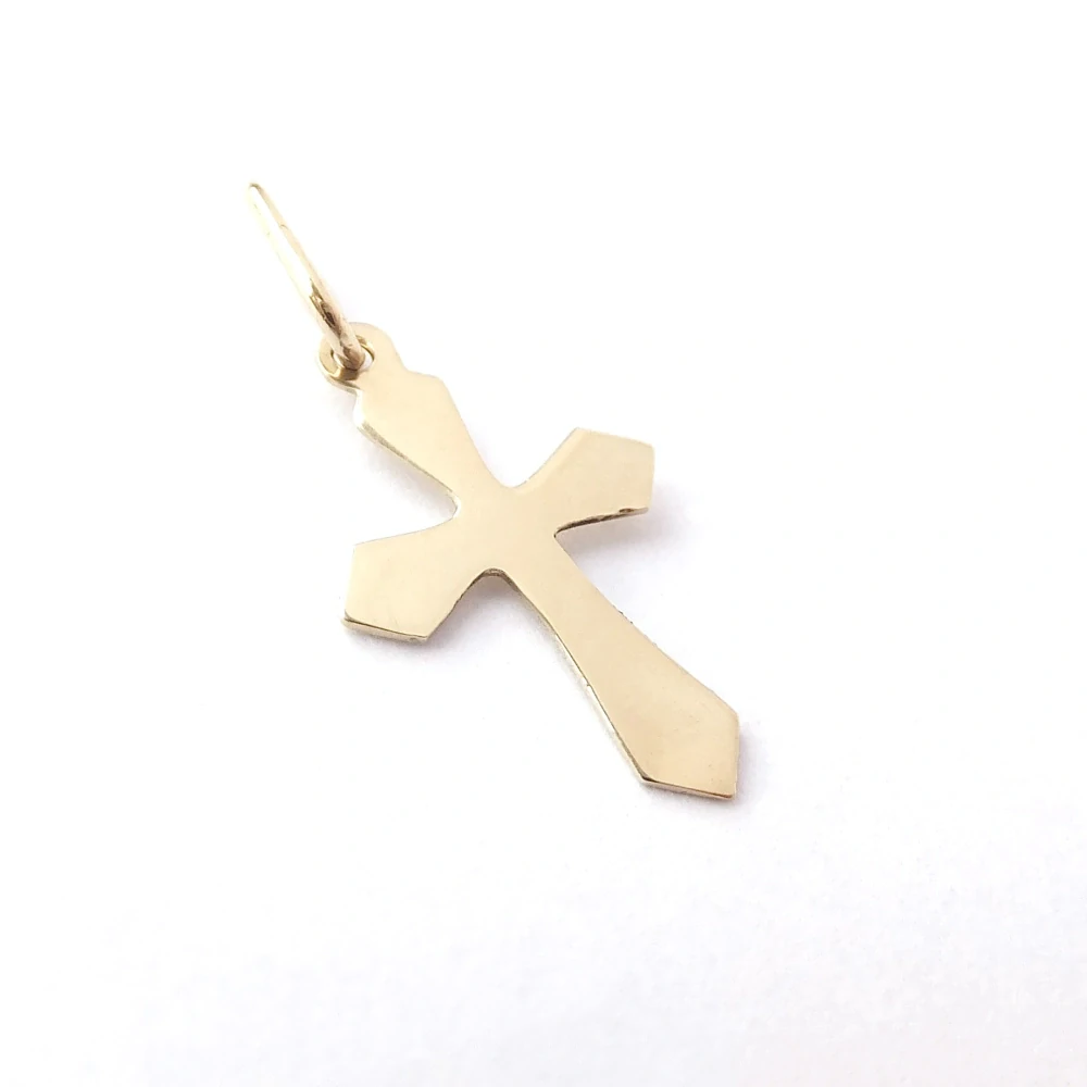Zlatý přívěsek kříž, Au 14K 585/1000, váha 0,47 g, použité zlato