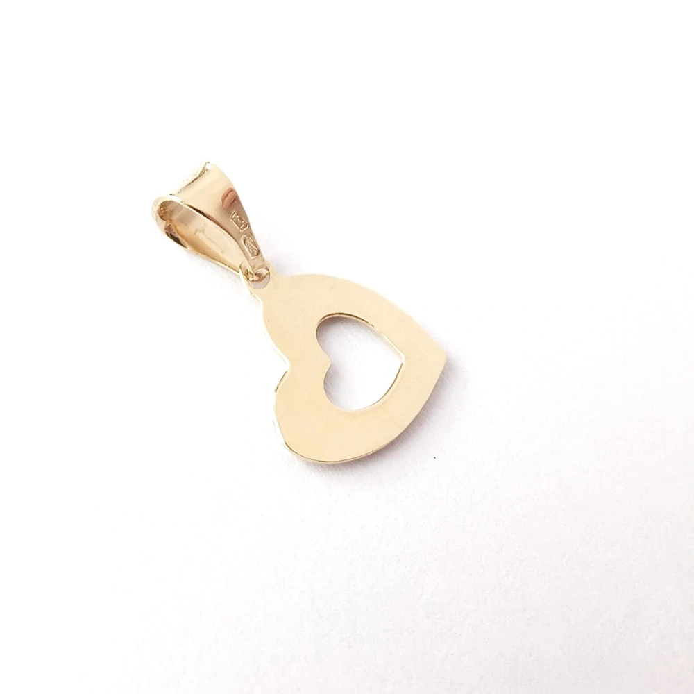 Zlatý přívěsek srdce, Au 14K 585/1000, váha 0,54 g