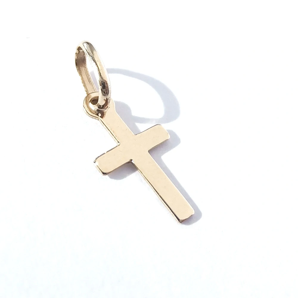 Zlatý přívěsek kříž, Au 14K 585/1000, váha 0,30 g, použité zlato