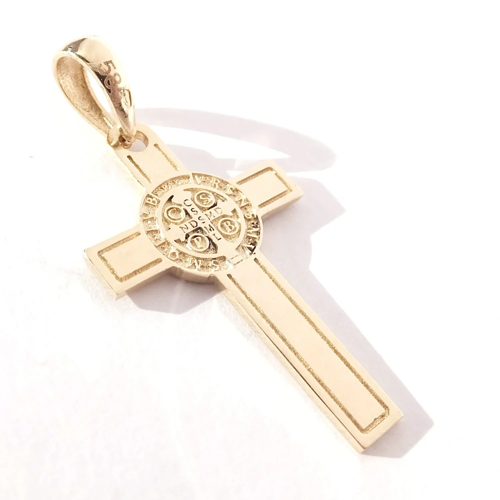 Zlatý přívěsek kříž, Au 14K 585/1000, váha 2,32 g