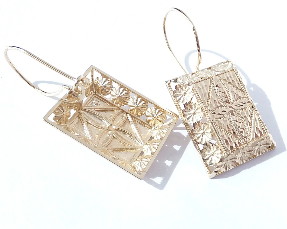 Zlaté visací náušnice, Au 14K 585/1000, váha 5,07 g, použité zlato