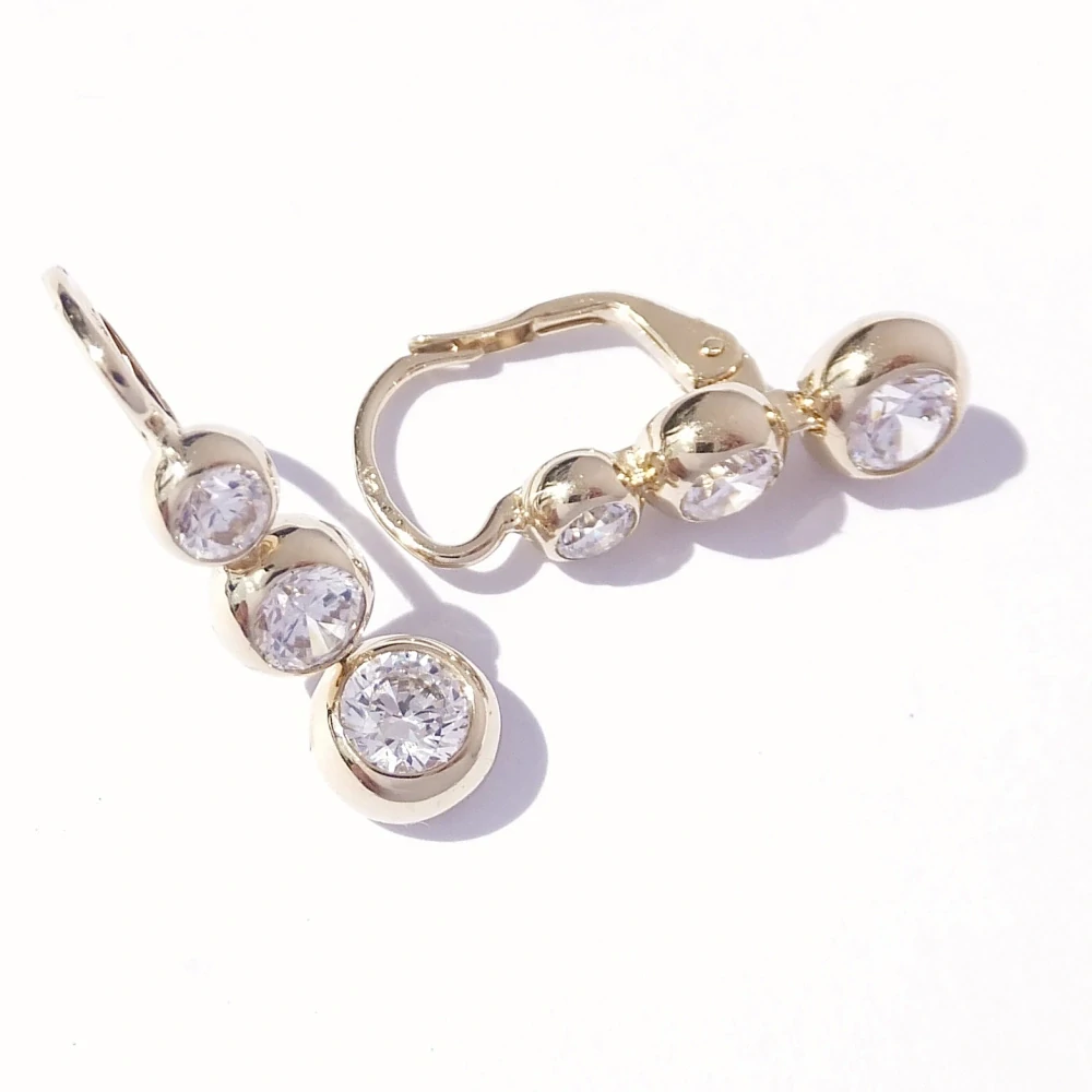 Zlaté visací náušnice, Au 14K 585/1000, váha 3,73 g, použité zlato