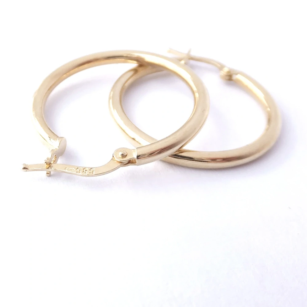 Zlaté náušnice kruhy, Au 14K 585/1000, váha 2,02 g