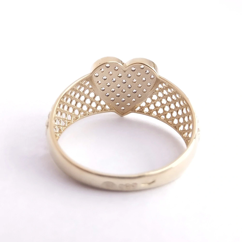 Zlatý prsten srdce, Au 14K 585/1000, váha 1,83 g