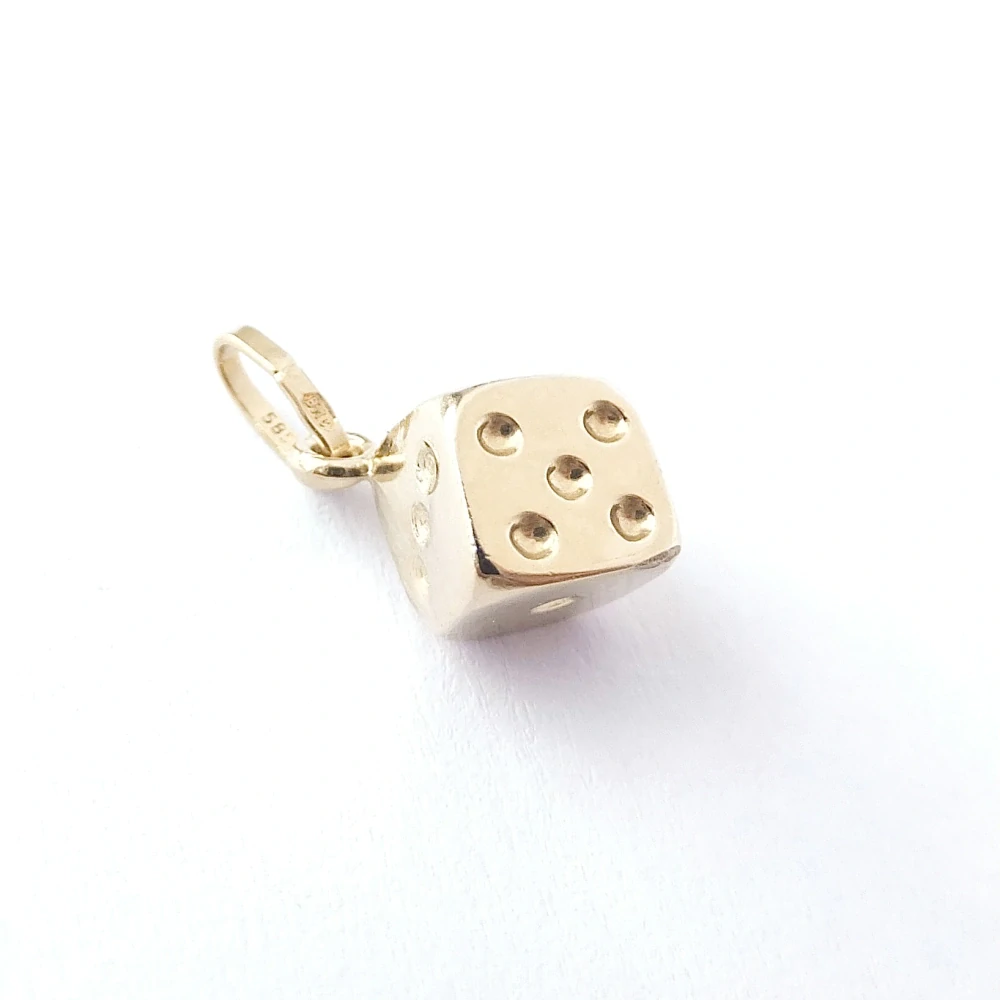 Zlatý přívěsek kostka, Au 14K 585/1000, váha 0,48 g, použité zlato