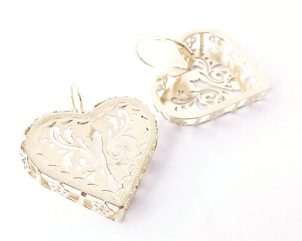 Zlaté náušnice, Au 14K 585/1000, váha 8,46 g