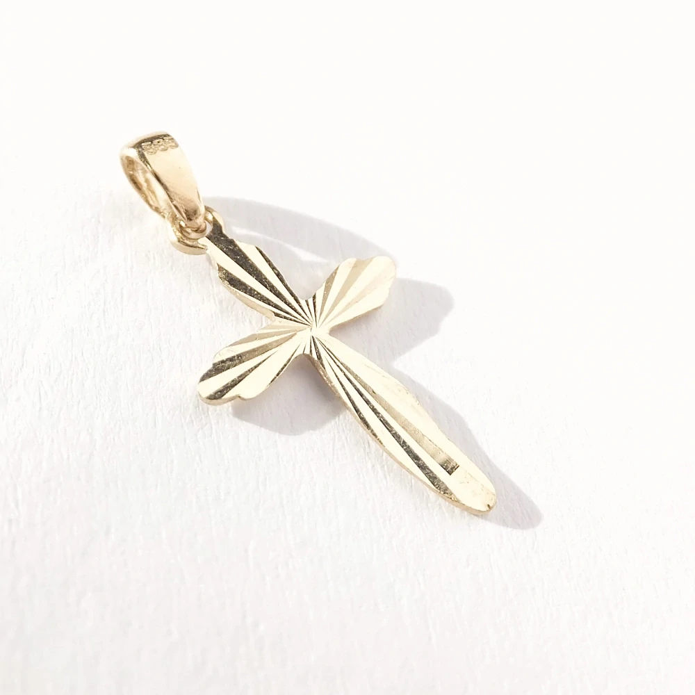 Zlatý přívěsek kříž, Au 14K 585/1000, váha 0,47 g