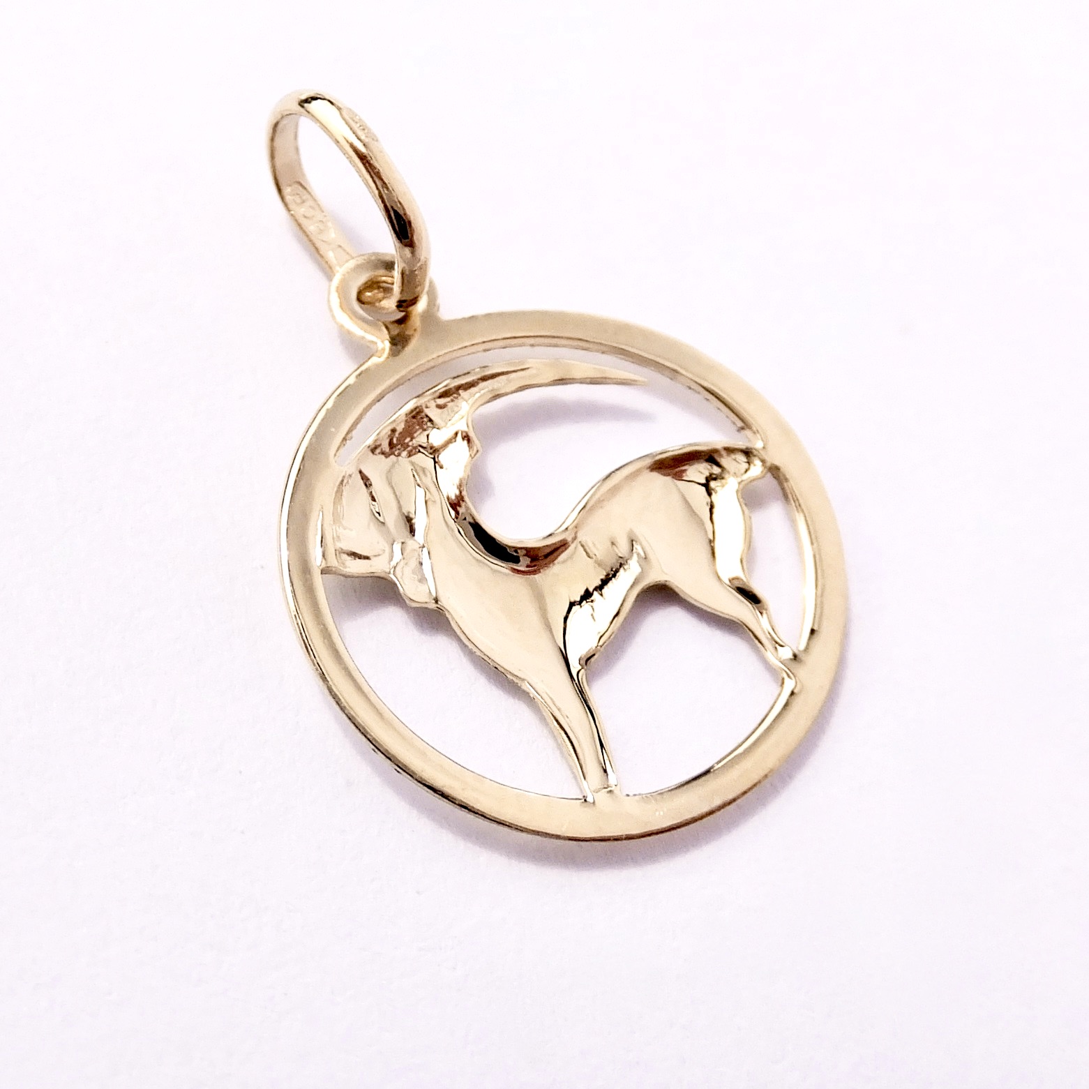 Zlatý přívěsek znamení Kozoroh, 14K 585/1000, váha 0,66 g