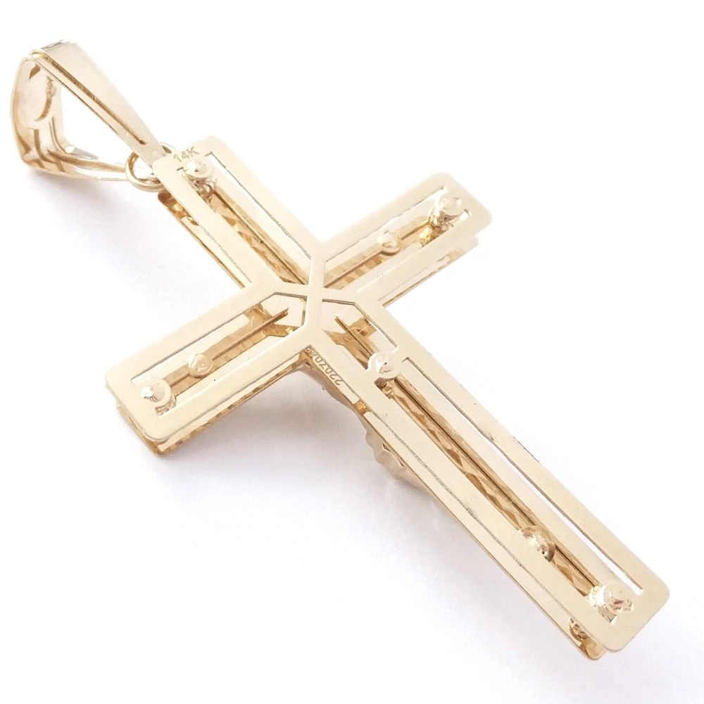 Zlatý přívěsek kříž, Au 14K 585/1000, váha 7,17 g