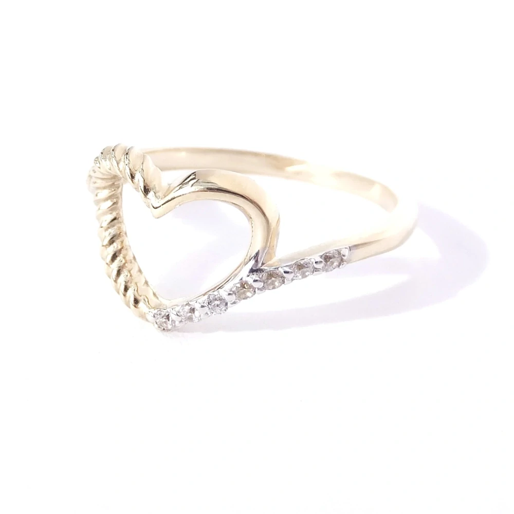 Zlatý prsten srdce, Au 14K 585/1000, váha 1,76 g