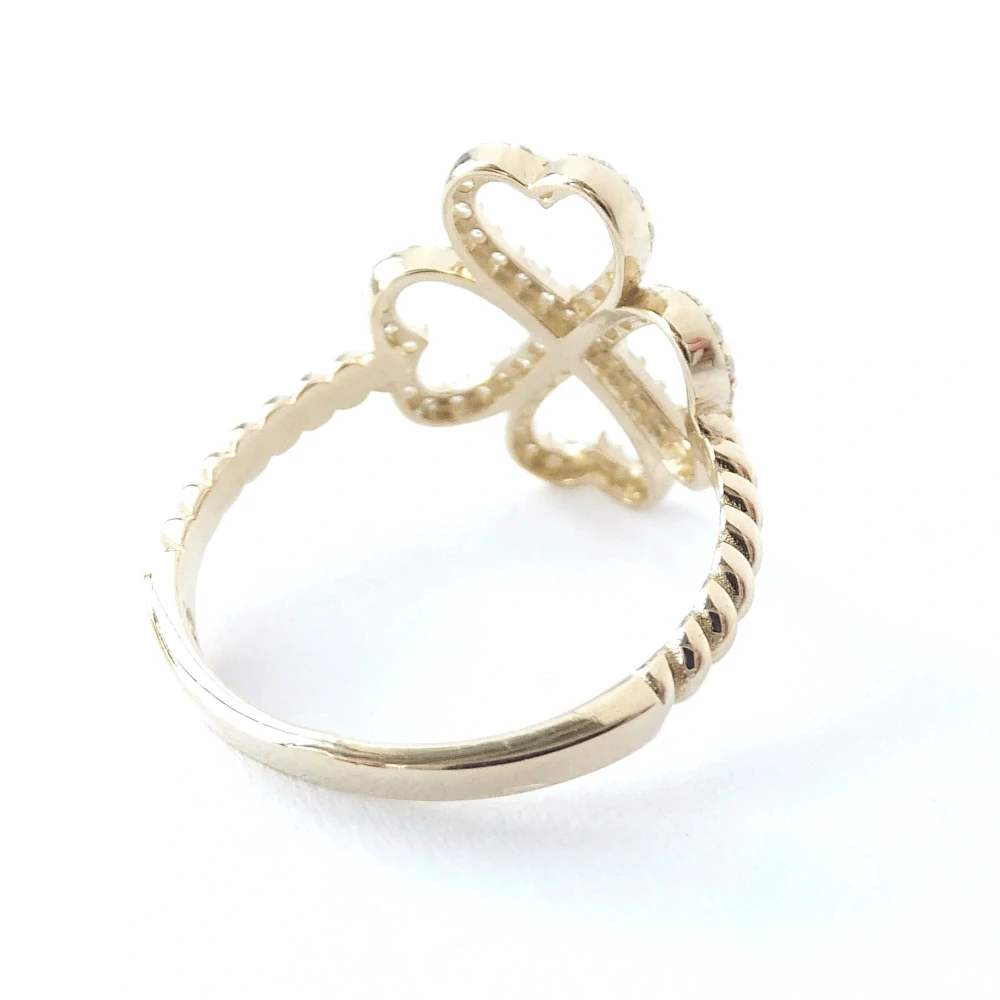 Zlatý prsten čtyřlístek, Au 14K 585/1000, váha 2,80 g