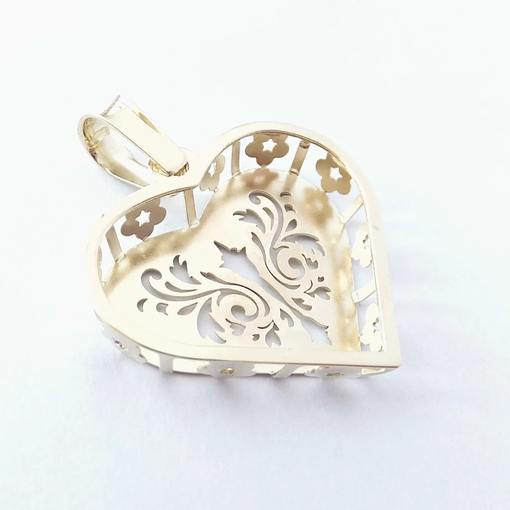 Zlatý přívěsek srdce, Au 14K 585/1000, váha 2,79 g