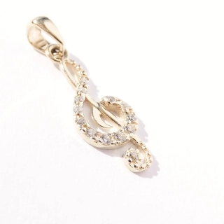 Zlatý přívěsek houslový klíč, Au 14K 585/1000, váha 0,69 g