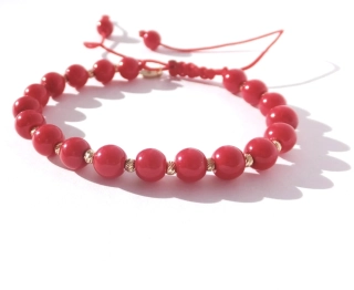 Náramek se zlatými doplňky, Au 14K 585/1000, váha zlata 0,85 g