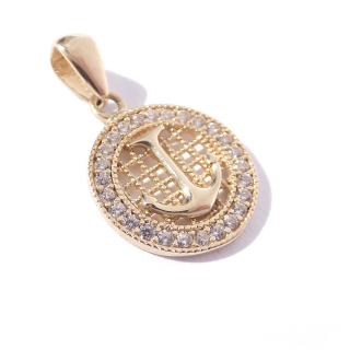 Zlatý přívěsek kotva, Au 14K 585/1000, váha 0,92 g