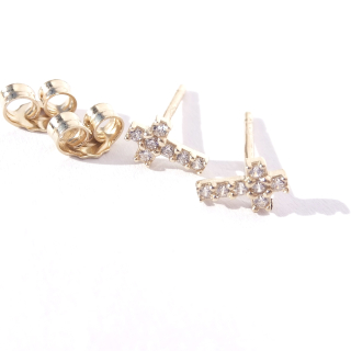 Zlaté náušnice křížky, Au 14K 585/1000, váha 2x 0,40 g