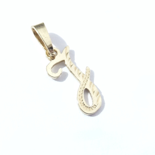 Zlatý přívěsek písmeno J, Au 14K 585/1000, váha 0,31 g, použité zlato