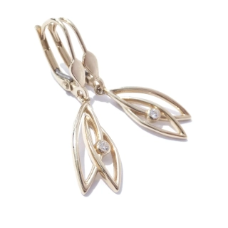 Zlaté visací náušnice, Au 14K 585/1000, váha 2,97 g