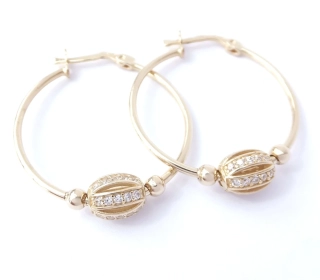 Zlaté náušnice kruhy, Au 14K 585/1000, váha 4,46 g