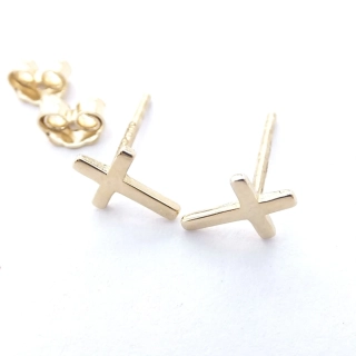 Zlaté náušnice křížky, Au 14K 585/1000, váha 2x 0,36 g